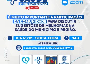 Prefeitura de São Sebastião convida a população para participar da 6.ª Pré-conferência da Saúde, que será online, nesta sexta-feira (16)