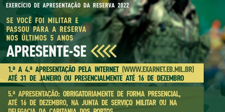 Junta Militar de São Sebastião convoca reservistas para o EXAR 2022