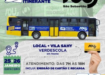 Posto itinerante para emissão e recarga do cartão SOU estará hoje (25) e amanhã (26) na Vila Sahy