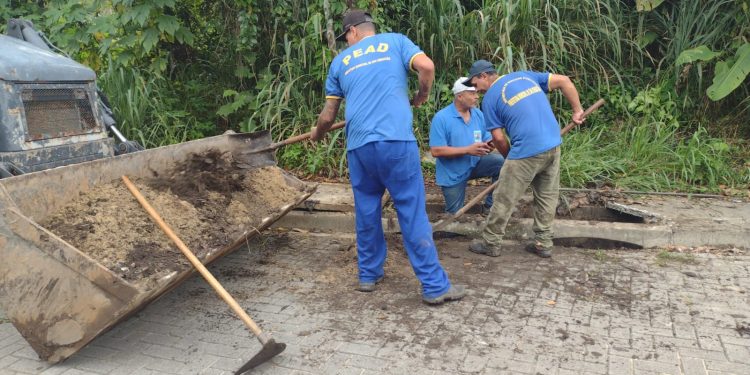 Prefeitura de São Sebastião realiza desobstrução de galerias e limpeza de valas em Boraceia e Bora Bora