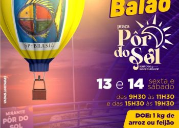 Prefeitura promove voos cativos de balão na Praça Pôr-do-Sol, em Boiçucanga