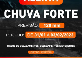 Prefeitura de São Sebastião alerta para previsão de acumulados de 120mm de chuvas entre hoje (31) e sexta-feira (3)