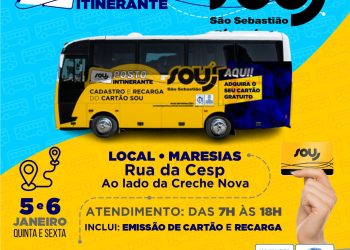 Posto itinerante para emissão e recarga do cartão SOU estará em Maresias nesta quinta (5) e sexta-feira (6)