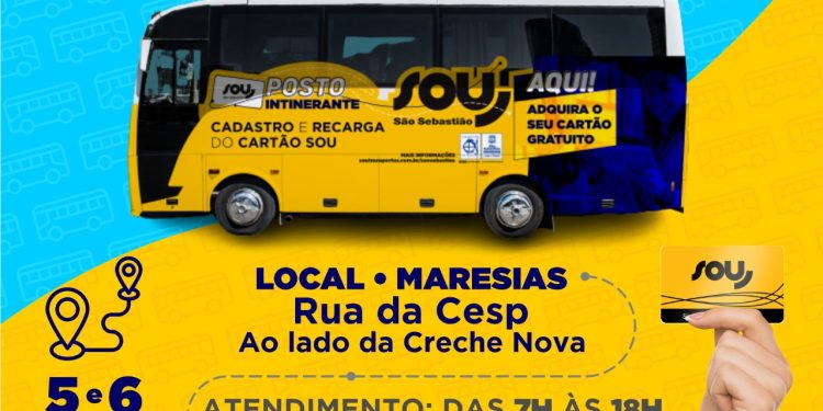 Posto itinerante para emissão e recarga do cartão SOU estará em Maresias nesta quinta (5) e sexta-feira (6)