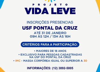 Prefeitura está com inscrições abertas para projeto de auxílio ao emagrecimento voltado aos usuários da USF do Pontal da Cruz