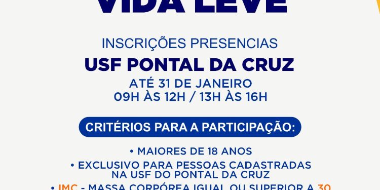 Prefeitura está com inscrições abertas para projeto de auxílio ao emagrecimento voltado aos usuários da USF do Pontal da Cruz