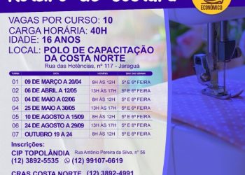 Prefeitura abre inscrições para cursos profissionalizantes gratuitos do programa ‘Costuração’