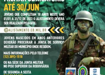 Prefeitura informa: jovens que completam 18 anos em 2023 devem fazer o alistamento militar obrigatório até 30 de junho
