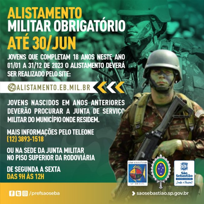 Prazo para alistamento militar está aberto até 31 de agosto