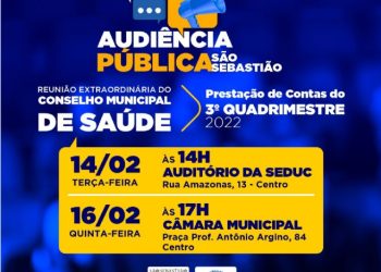 Prefeitura apresenta prestação de contas do 3.º quadrimestre de 2022 da Saúde nesta terça-feira (14) e quinta-feira (16)