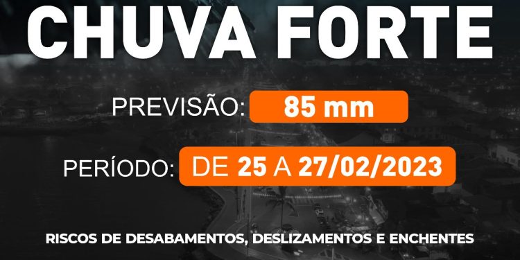 Defesa Civil de São Sebastião alerta para previsão de forte chuva do sábado(25) à segunda-feira    
