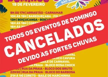 Prefeitura de São Sebastião cancela todos eventos de carnaval deste domingo devido às fortes chuvas que atingem o município
