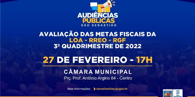Prefeitura realizará audiência pública sobre metas fiscais do 3º Quadrimestre de 2022 no dia 27 de fevereiro