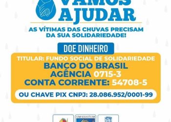Fundo Social recebe doações as vítimas das chuvas por PIX e conta solidária
