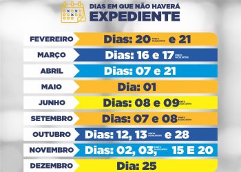 Prefeitura informa que Agiliza e demais repartições públicas não irão funcionar nos dias 20 e 21 de fevereiro