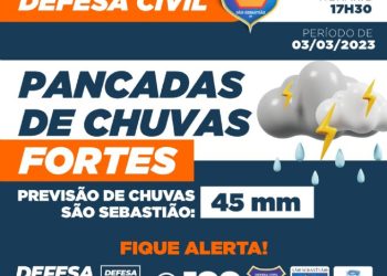 Defesa Civil de São Sebastião alerta para previsão de fortes chuvas nesta sexta-feira