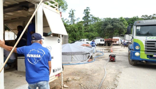Unidade de tratamento da Funasa leva 360 mil litros de água para moradores da Vila Sahy