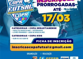 Inscrições para 13ª Copa Sebastianense de Futsal e Copa Kids terminam nesta sexta-feira