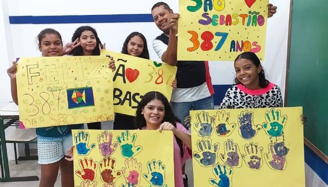 Alunos da rede municipal comemoram os 387 anos de São Sebastião
