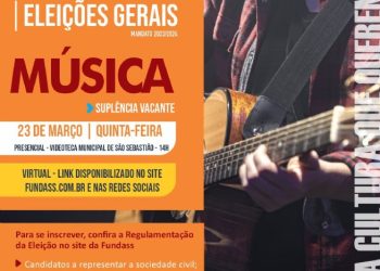 Eleições das cadeiras em vacância do Conselho Municipal de Políticas Culturais de São Sebastião ocorrem nesta quinta-feira