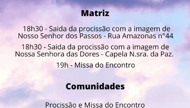 Paróquia São Sebastião divulga programação da ‘Semana Santa 2023’