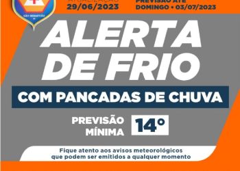 Defesa Civil alerta para chegada de frente fria e chuva a partir desta quinta-feira