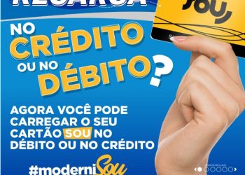 Usuários do transporte público podem recarregar cartão SOU no débito ou no crédito em 20 postos