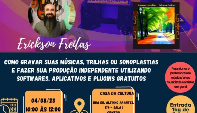 Músico Erickson Freitas ministra workshop em projeto viabilizado pelo Programa de Fomento Cultural de São Sebastião 2022