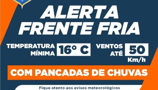 Temperatura volta a cair após passagem de frente fria, alerta Defesa Civil