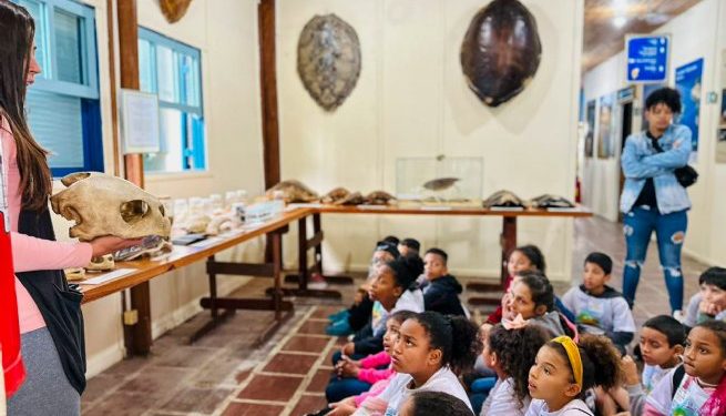 Crianças do Projeto Garoçá conhecem Tamar de Ubatuba