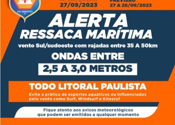 Defesa Civil alerta para rajada de vento de 50 km/h e ondas de até 3 metros nos próximos dias