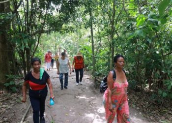 Idosos participam de passeio ecológico na trilha Água Branca em Barra do Una
