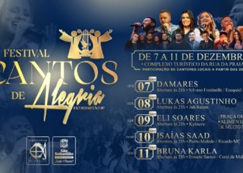 São Sebastião recebe ‘Festival Cantos de Alegria com grandes nomes da música gospel, em dezembro