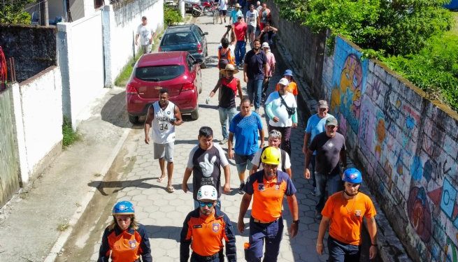 Defesa Civil alerta para acumulado de chuva de 150 mm e ventos de 40 km/h no fim de semana; simulados prosseguem em São Sebastião