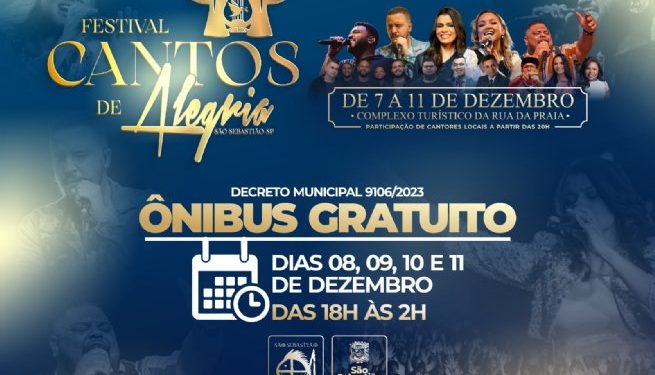 Festival Cantos da Alegria tem transporte gratuito para população à noite até segunda-feira