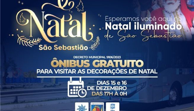 Visita às decorações natalinas de São Sebastião terá transporte gratuito nos dias 15 e 16 de dezembro