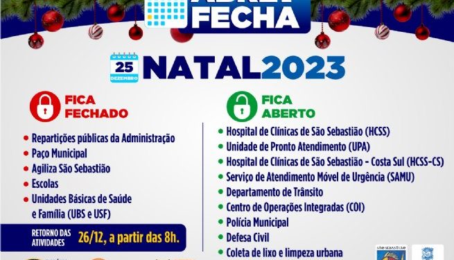 Confira as repartições públicas de São Sebastião funcionam no Natal