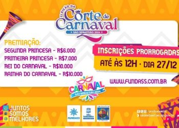 Prefeitura prorroga inscrições da Eleição da Corte do Carnaval de São Sebastião 2024