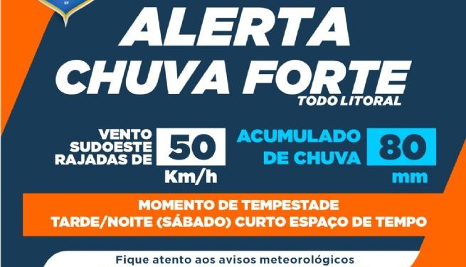 Defesa Civil alerta para possibilidade de chuva forte no Litoral Norte