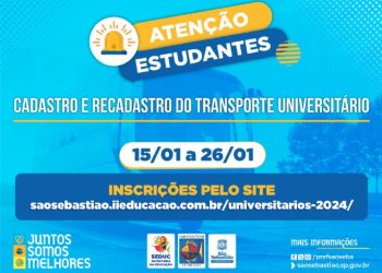Prefeitura de São Sebastião abre inscrições para cadastro e recadastro do transporte universitário no dia 15 de janeiro