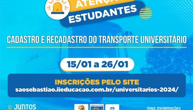 Prefeitura de São Sebastião abre inscrições para cadastro e recadastro do transporte universitário no dia 15 de janeiro