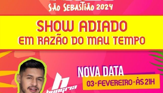  Prefeitura de São Sebastião adia shows do grupo Maneva e do cantor Hungria em razão do mau tempo