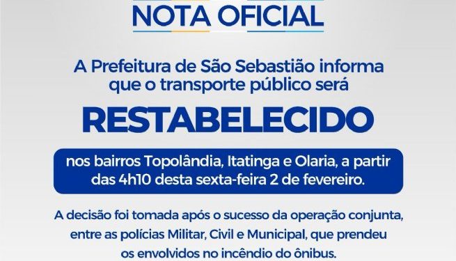 Transporte público nos bairros da Topolândia, Itatinga, Olaria e Mirante será restabelecido