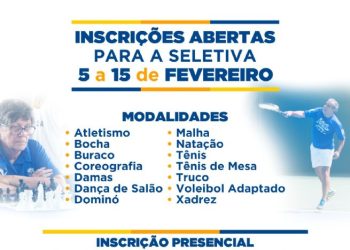 Prefeitura de Sebastião abre inscrições para seletiva dos Jogos da Melhor Idade na segunda-feira