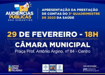 Audiência Pública da prestação de contas da Saúde referente ao 3º quadrimestre de 2023 é adiada para a próxima quinta-feira