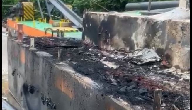 Draga usada no desassoreamento do Rio Sahy, na Costa Sul de São Sebastião, é alvo de ação criminosa