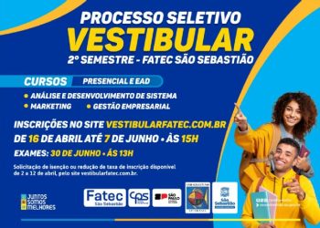 Fatec São Sebastião abre inscrições para Vestibular do 2º semestre de 2024