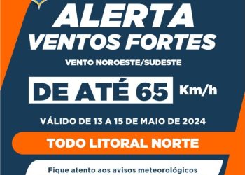 Defesa Civil de São Sebastião alerta para ventos de até 65km/h
