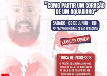 Comediante Junior Chicó apresenta stand up comedy no Teatro Municipal de São Sebastião