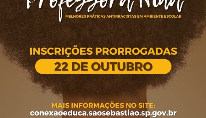 Educação de São Sebastião prorroga inscrições do 3º Prêmio ‘Professora Nina’ de práticas antirracistas